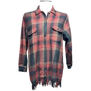 Vintage Breeches Wool Fringe Button Up Plaid Large